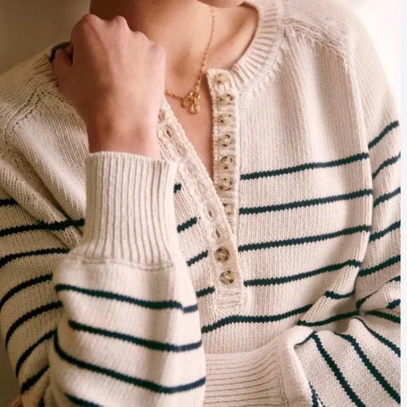 Sezane leotine sweater ecru/navy organic cotton, excellent condition worn twice. - Picture 1 of 7